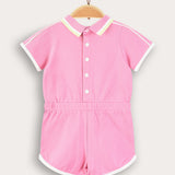 אוברול פולו עם צווארון - ורוד