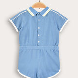 אוברול פולו עם צווארון - כחול