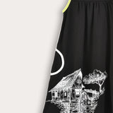 סרפן בהדפס כפרי - שחור