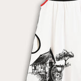 Country house pattern saree - white
