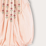 אוברול עם רקמת פרחים - אפרסק