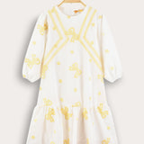 שמלת קומות עם פפיונים - צהוב