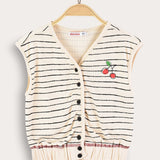 Striped button-down vest - cream