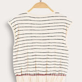 Striped button-down vest - cream