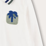 חולצת צווארון בשילוב קרושה - לבן