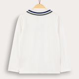 חולצת צווארון בשילוב קרושה - לבן