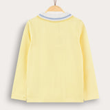Boy's shirt with crochet square - R-sleeve - yellow