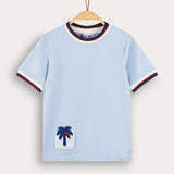 חולצת טי שירט בשילוב קרושה - תכלת