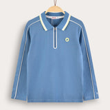 Polo shirt with zipper - blue