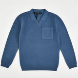 חולצת סריג עם כיס - כחול