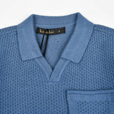 חולצת סריג עם כיס - כחול