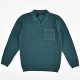 חולצת סריג עם כיס - ירוק