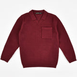 חולצת סריג עם כיס - בורדו