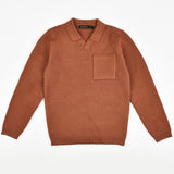 חולצת סריג עם כיס - קאמל