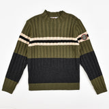 סוודר ריב פסים - זית