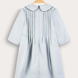 שמלת קפלים עם צווארון מעוצב - תכלת