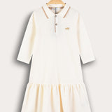 שמלת פולו עם צווארון - שמנת