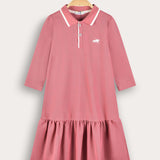 שמלת פולו עם צווארון - ורוד