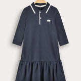 שמלת פולו עם צווארון - נייבי