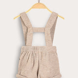 Waffle pants with suspenders - beige
