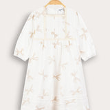 שמלת פפיונים מעוטרת - בז'