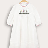 שמלת כיווצים בסיומת גלים - שמנת