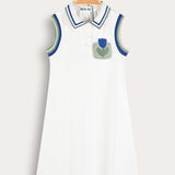 Sarong with flower and collar - white