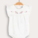 Baby overalls with embroidery - cream