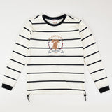 חולצת פסים מקטיפה - שמנת