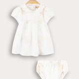 שמלת בייבי עם פפיונים - שמנת