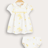 שמלת בייבי עם פפיונים - צהוב