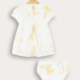 שמלת בייבי עם פפיונים - צהוב