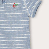 Striped set with embroidery - blue
