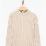 חולצת בייבי ריב חצי גולף - בז'