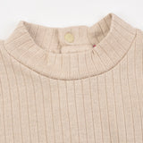 חולצת בייבי ריב חצי גולף - בז'