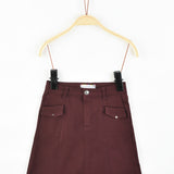 חצאית ג'ינס ישרה - בורדו