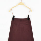 חצאית ג'ינס ישרה - בורדו