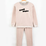 סט פיג'מה עם כיתוב - בז'