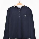 חולצת ואפל עם תיקתקים - נייבי