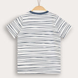 חולצת פסים עם הדפס - כחול