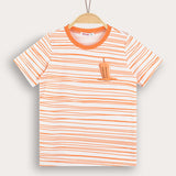 חולצת פסים עם הדפס - כתום