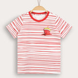 חולצת פסים עם הדפס - אדום