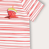חולצת פסים עם הדפס - אדום
