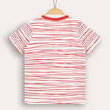 חולצת פסים עם הדפס - אדום