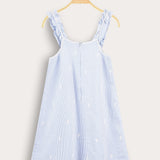 סרפן כתפיות עם פסים - תכלת