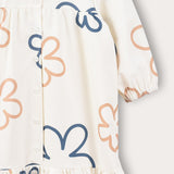 שמלת פרחים עם כפתורים - כחול