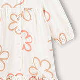 שמלת פרחים עם כפתורים - ורוד