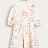 שמלת פרחים עם כפתורים - ורוד