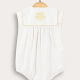 Overalls with floral embroidery - yellow