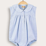 אוברול בייבי עם רקמה - תכלת